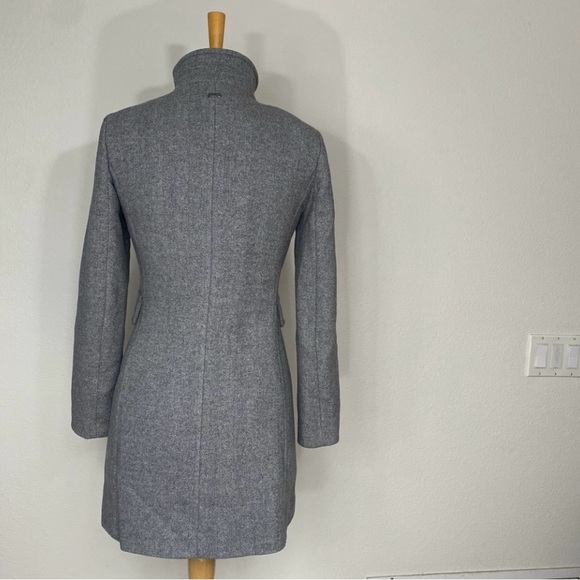 Calvin Klein Women's Gray Herringbone Tweed Wool Mix Pea Coat Sizs XXSP Classic - Picture 3 of 16